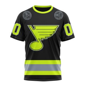 Personalized NHL St. Louis Blues Specialized Unisex Kits With FireFighter Uniforms Color Unisex Tshirt TS6086
