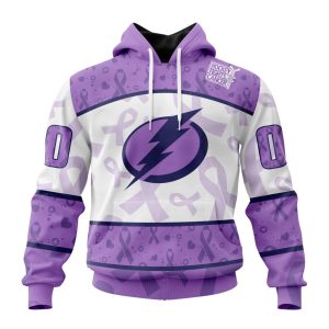 Personalized NHL Tampa Bay Lightning Special Lavender Hockey Fights Cancer Unisex Pullover Hoodie