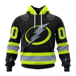 Personalized NHL Tampa Bay Lightning Specialized Unisex Kits With FireFighter Uniforms Color Unisex Pullover Hoodie
