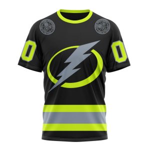 Personalized NHL Tampa Bay Lightning Specialized Unisex Kits With FireFighter Uniforms Color Unisex Tshirt TS6145