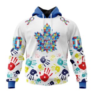 Personalized NHL Toronto Maple Leafs Autism Awareness Hands Design Unisex Pullover Hoodie
