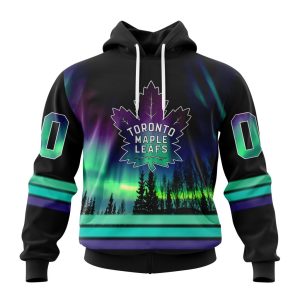 Personalized NHL Toronto Maple Leafs Special Design With Northern Lights Unisex Pullover Hoodie