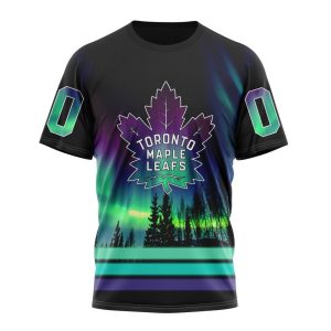 Personalized NHL Toronto Maple Leafs Special Design With Northern Lights Unisex Tshirt TS6177
