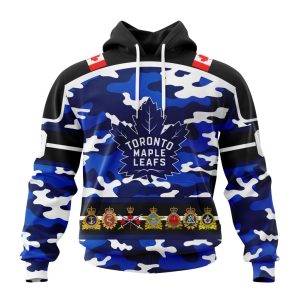 Personalized NHL Toronto Maple Leafs With Camo Team Color And Military Force Logo Unisex Pullover Hoodie