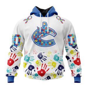 Personalized NHL Vancouver Canucks Autism Awareness Hands Design Unisex Pullover Hoodie