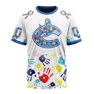 Personalized NHL Vancouver Canucks Autism Awareness Hands Design Unisex Tshirt TS6216