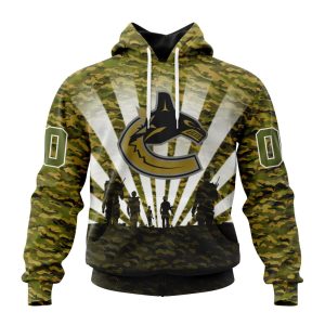 Personalized NHL Vancouver Canucks Military Camo Kits For Veterans Day And Rememberance Day Unisex Pullover Hoodie