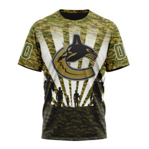 Personalized NHL Vancouver Canucks Military Camo Kits For Veterans Day And Rememberance Day Unisex Tshirt TS6222