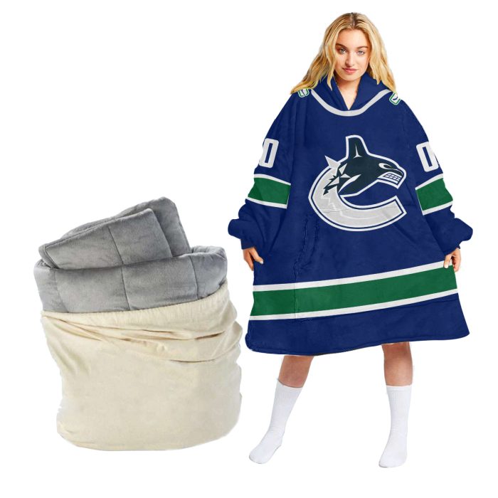 Personalized NHL Vancouver Canucks Retro Classic Oodie Blanket Hoodie Wearable Blanket