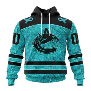 Personalized NHL Vancouver Canucks Special Design Fight Ovarian Cancer Unisex Pullover Hoodie