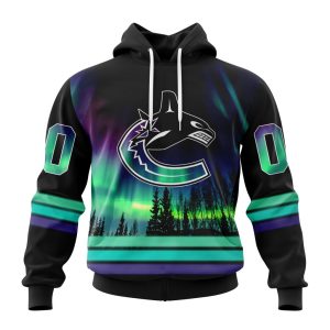 Personalized NHL Vancouver Canucks Special Design With Northern Lights Unisex Pullover Hoodie