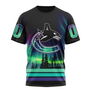 Personalized NHL Vancouver Canucks Special Design With Northern Lights Unisex Tshirt TS6234