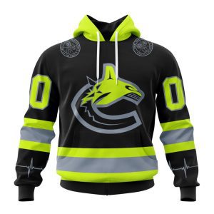 Personalized NHL Vancouver Canucks Specialized Unisex Kits With FireFighter Uniforms Color Unisex Pullover Hoodie