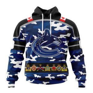 Personalized NHL Vancouver Canucks With Camo Team Color And Military Force Logo Unisex Pullover Hoodie