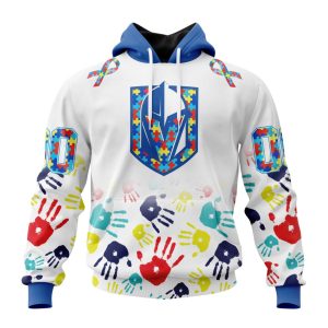 Personalized NHL Vegas Golden Knights Autism Awareness Hands Design Unisex Pullover Hoodie