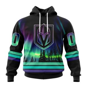Personalized NHL Vegas Golden Knights Special Design With Northern Lights Unisex Pullover Hoodie