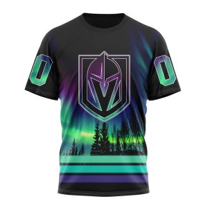 Personalized NHL Vegas Golden Knights Special Design With Northern Lights Unisex Tshirt TS6295
