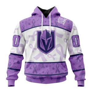 Personalized NHL Vegas Golden Knights Special Lavender Hockey Fights Cancer Unisex Pullover Hoodie