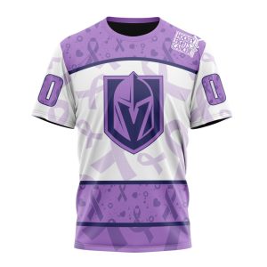 Personalized NHL Vegas Golden Knights Special Lavender Hockey Fights Cancer Unisex Tshirt TS6297