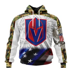 Personalized NHL Vegas Golden Knights Specialized Design With Our America Eagle Flag Unisex Pullover Hoodie