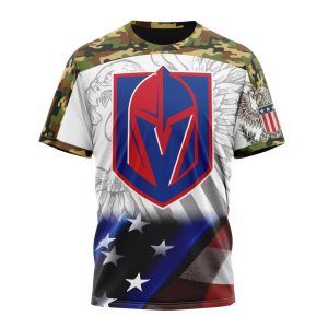 Personalized NHL Vegas Golden Knights Specialized Design With Our America Eagle Flag Unisex Tshirt TS6311