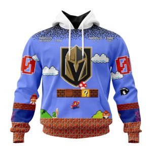 Personalized NHL Vegas Golden Knights With Super Mario Game Design Unisex Pullover Hoodie