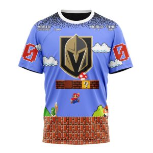 Personalized NHL Vegas Golden Knights With Super Mario Game Design Unisex Tshirt TS6331