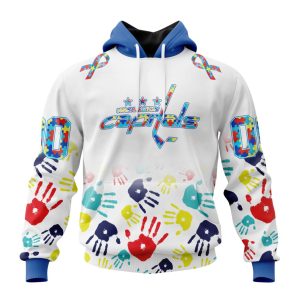 Personalized NHL Washington Capitals Autism Awareness Hands Design Unisex Pullover Hoodie