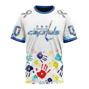 Personalized NHL Washington Capitals Autism Awareness Hands Design Unisex Tshirt TS6337