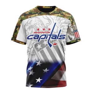 Personalized NHL Washington Capitals Specialized Design With Our America Eagle Flag Unisex Tshirt TS6372