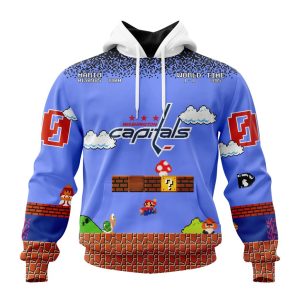 Personalized NHL Washington Capitals With Super Mario Game Design Unisex Pullover Hoodie