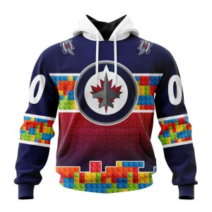 Personalized NHL Winnipeg Jets Autism Awareness Design Unisex Hoodie