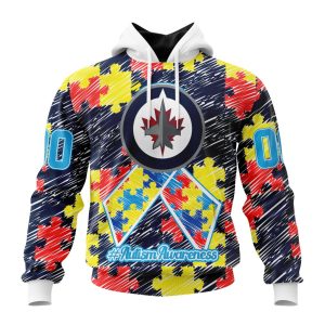 Personalized NHL Winnipeg Jets Special Autism Awareness Month Unisex Pullover Hoodie