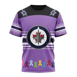 Personalized NHL Winnipeg Jets Specialized Design Fights Cancer Unisex Tshirt TS6428