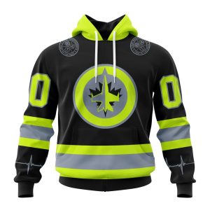 Personalized NHL Winnipeg Jets Specialized Unisex Kits With FireFighter Uniforms Color Unisex Pullover Hoodie