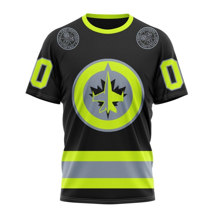 Personalized NHL Winnipeg Jets Specialized Unisex Kits With FireFighter Uniforms Color Unisex Tshirt TS6442