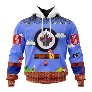 Personalized NHL Winnipeg Jets With Super Mario Game Design Unisex Pullover Hoodie