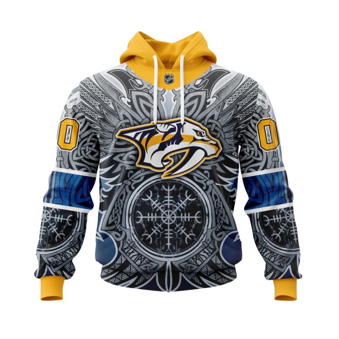 Personalized Nashville Predators Dark Norse Viking Symbols Unisex Pullover Hoodie