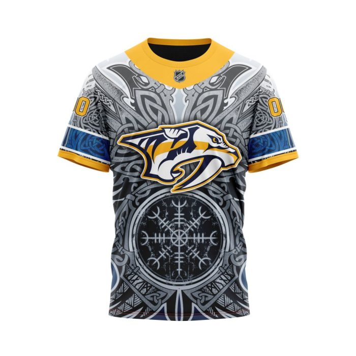 Personalized Nashville Predators Dark Norse Viking Symbols Unisex Tshirt TS4538