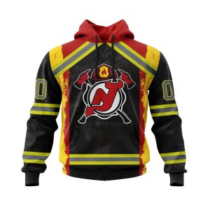 Personalized New Jersey Devils Honor Firefighter Unisex Pullover Hoodie