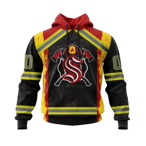 Personalized Seattle Kraken Honor Firefighter Unisex Pullover Hoodie