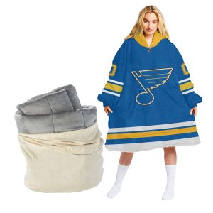 Personalized St. Louis Blues Retro Reverse Oodie Blanket Hoodie Wearable Blanket