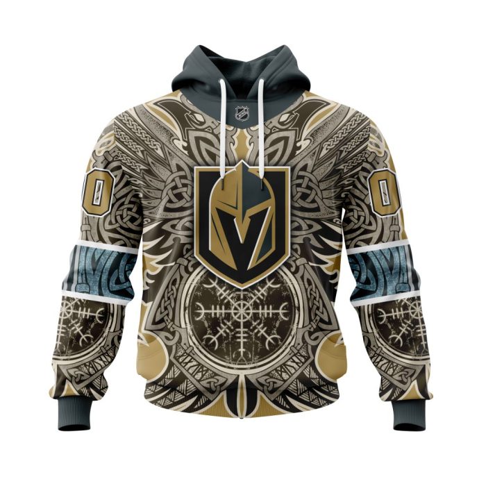 Personalized Vegas Golden Knights Dark Norse Viking Symbols Unisex Pullover Hoodie