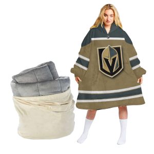 Personalized Vegas Golden Knights Retro Reverse Oodie Blanket Hoodie Wearable Blanket