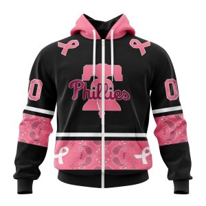 Philadelphia Phillies Specialized Design In Classic Style With Paisley! In October We Wear Pink Breast Cancer Unisex Zip Hoodie