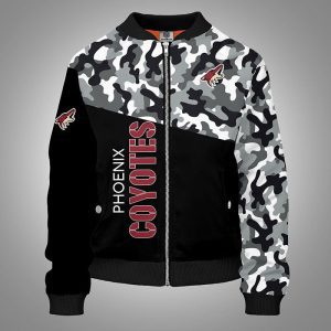 Phoenix Coyotes Camouflage Black Bomber Jacket TBJ4939