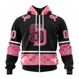 San Diego Padres Specialized Design In Classic Style With Paisley! In October We Wear Pink Breast Cancer Unisex Zip Hoodie