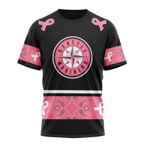 Seattle Mariners Specialized Design In Classic Style With Paisley! In October We Wear Pink Breast Cancer Unisex T-Shirt