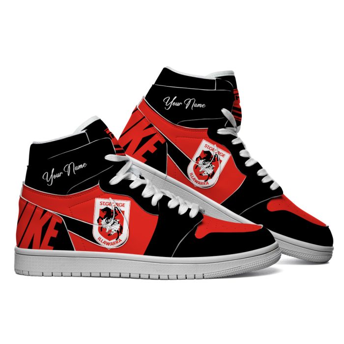 St. George Illawarra Dragons Custom Name NRL AJ1 Nike Sneakers High Top Shoes Collection