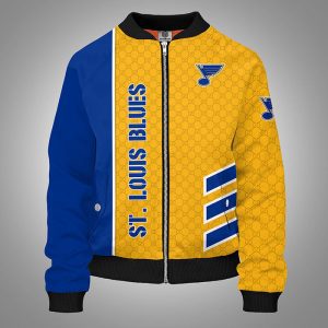 St. Louis Blues Blue Yellow Unisex Bomber Jacket Gucci Luxury Jacket TBJ4955